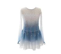 Nnnydjy Abito da Pattinaggio Artistico Professionale da Donna Tuta da Pattinaggio su Ghiaccio da Bambina Abito da Ginnastica Blu Scuro Tinto in Bianco Body da Danza Classica,Blu,15_16Years