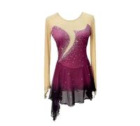 Nnnydjy Abito da Pattinaggio su Ghiaccio Professionale per Donna E Ragazza Costume da Balletto con Effetto Sfumato Gonna A Maniche Lunghe per Pattinaggio A Rotelle Body da Ginnastica,A,M