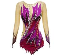 Nnnydjy Body da Ginnastica Ritmica Professionale per Donna Abbigliamento da Ballo per Competizione Artistica per Ragazze Abito da Pattinaggio Artistico Gonna per Sport Invernali,R,12_15Years