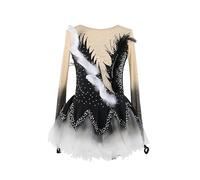 Nnnydjy Costume da Competizione per Il Pattinaggio su Ghiaccio Femminile Multi Colori Abito da Pattinaggio di Figura Professionale Abbigliamento da Ginnastica Invernale per Ragazze,Nero,XL