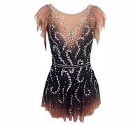 Nnnydjy Costume Professionale da Pattinaggio su Ghiaccio per Ragazze Gonna da Competizione per Pattinaggio Artistico da Donna Completo Intero per Ginnastica Acrobatica Body Ritmica,C,4_6Years