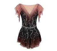 Nnnydjy Costume Professionale da Pattinaggio su Ghiaccio per Ragazze Gonna da Competizione per Pattinaggio Artistico da Donna Completo Intero per Ginnastica Acrobatica Body Ritmica,D,7_10Years