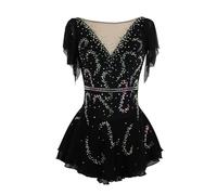 Nnnydjy Costume Professionale da Pattinaggio su Ghiaccio per Ragazze Gonna da Competizione per Pattinaggio Artistico da Donna Completo Intero per Ginnastica Acrobatica Body Ritmica,F,7_10Years