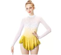 Nnnydjy Gonna da Ballo per Gare di Pattinaggio Costume da Pattinaggio A Rotelle su Ghiaccio A Maniche Lunghe Vestito da Pattinaggio Artistico per Ragazze Body da Ginnastica Ritmica,G,5_8Years