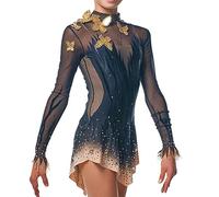 Nnnydjy Gonna da Pattinaggio Artistico Professionale da Donna Abito da Gara per Pattinaggio Artistico da Donna Body da Ginnastica E Danza con Sfumature di Colore alla Moda,A,7_10Years