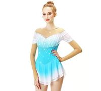 Nnnydjy Tuta da Competizione per Pattinaggio Artistico di Sport Invernali per Ragazza Abito da Spettacolo di Pattinaggio sul Ghiaccio Fatto A Mano Scollo A da Ballo da Pattinaggio,Blu,XL