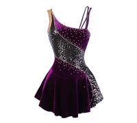 Nnnydjy Vestito da Pattinaggio Artistico per Ragazze Body per Ginnastica Ritmica di Balletto con Bretelle Abito da Pattinaggio sul Ghiaccio da Donna Abbigliamento da Pattinaggio,Viola,5_8Years