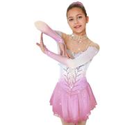 Nnnydjy Vestito da Performance di Pattinaggio Artistico per Ragazze alla Moda Gonna da Pattinaggio su Ghiaccio A Maniche Lunghe Costume da Competizione Pattinaggio di Colore Sfumato,D,XXL