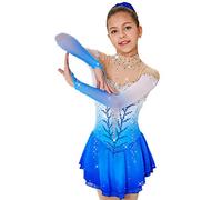 Nnnydjy Vestito da Performance di Pattinaggio Artistico per Ragazze alla Moda Gonna da Pattinaggio su Ghiaccio A Maniche Lunghe Costume da Competizione Pattinaggio di Colore Sfumato,A,XXXL