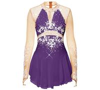 Nnnydjy Vestito da Prestazione per Pattinaggio Artistico per Ragazze Body da Ginnastica Abiti da Competizione di Ballo di Pattinaggio sul Ghiaccio Fatti A Mano da Donna Diamante,C,4_6Years