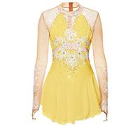 Nnnydjy Vestito da Prestazione per Pattinaggio Artistico per Ragazze Body da Ginnastica Abiti da Competizione di Ballo di Pattinaggio sul Ghiaccio Fatti A Mano da Donna Diamante,D,15_16Years