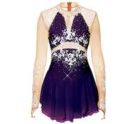 Nnnydjy Vestito da Prestazione per Pattinaggio Artistico per Ragazze Body da Ginnastica Abiti da Competizione di Ballo di Pattinaggio sul Ghiaccio Fatti A Mano da Donna Diamante,H,15_16Years