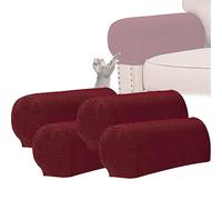 NNSMUN Set di 2/4/6 Copri Braccioli Elasticizzati per Poltrone, Universale Copri Bracciolo Divano, Antiscivolo Protezione Copridivano per mobili per sedie, Divano (Vino Rosso,4 PZ)