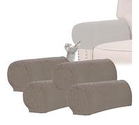 NNSMUN Set di 2/4/6 Copri Braccioli Elasticizzati per Poltrone, Universale Copri Bracciolo Divano, Antiscivolo Protezione Copridivano per mobili per sedie, Divano (Cenere Marrone,4 PZ)