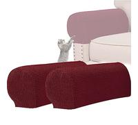 NNSMUN Set di 2/4/6 Copri Braccioli Elasticizzati per Poltrone, Universale Copri Bracciolo Divano, Antiscivolo Protezione Copridivano per mobili per sedie, Divano (Vino Rosso,2 PZ)