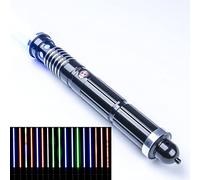 NNYCC Spada Laser Neopixel Custom Sound con TF Card Star Wars RGB Light Saber Toy Regalo per Capretto Adulto con 15 Colori e 12 Set di Effetti sonori,Nero,Short