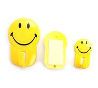 No.2086 Ganci facili da attaccare, multi-dimensioni e autoadesivi, Ganci a forma di Smile - Confezione da 3, Ogni gancio regge fino a 2kg, ganci per Bagno/Cucina