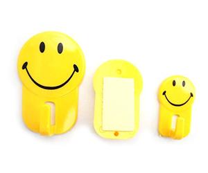 No.2086 Ganci facili da attaccare, multi-dimensioni e autoadesivi, Ganci a forma di Smile - Confezione da 3, Ogni gancio regge fino a 2kg, ganci per Bagno/Cucina