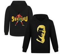 NO.7 Kit Calcio Maglie per Ragazzi e Ragazze 2023 Felpa con Cappuccio da Calcio con Stampe su 2 Lati, Nero , 9-10 Years