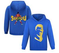 NO.7 Kit Calcio Maglie per Ragazzi Ragazze 2023 Felpa con Cappuccio da Calcio con Stampe su 2 Lati, Blu, 9-10 Years