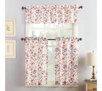 No. 918 Dora Set di Tende da Cucina in Microfibra Floreale, Tessuto, Corallo, W 54" x L 36" (1 Panels)