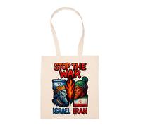 No Alla Guerra Tra Israele E Iran Borsa Della Spesa Beige Riutilizzabile Durevole Ecologico Reusable Shopping Bag