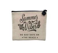 No Bad Days on The Beach Surf Vacances Summer Travel - Astuccio per trucco in tela effetto lino, 15 x 10 cm, lino, 15 x 10 cm, Astuccio per il trucco