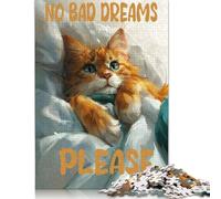 No Bad Dreams Cute Cat Jigsaw Puzzle Impossible 1000Pcs Decorazione Per La Casa. Giochi Rilassamento E Intelligence Per Adulti E Bambini Da 12 Anni 1000pcs (38x26cm)