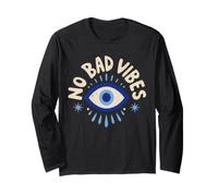 No Bad Vibes Evil Eye Retro Boho Spirituale Positivo Maglia a Manica