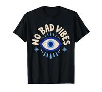 No Bad Vibes Evil Eye Retro Boho Spirituale Positivo Maglietta
