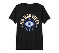 No Bad Vibes Evil Eye Retro Boho Spirituale Positivo Maglietta Premium