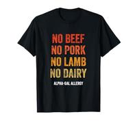 No Beef No Pork No Agnello No Dairy Allergia Alfa-Gal Maglietta