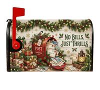 No Bills Just Thrills - Coperture magnetiche per cassetta postale con | Ghirlanda di pino, involucri per cassette postali, regali per le vacanze, uccelli invernali, lanterna rustica, verde festivo