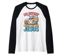 No Bunny Loves Me Like Jesus Easter Christian Boys Kids Men Maglia con Maniche Raglan