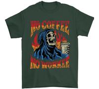 No Caffè No Lavoro Divertente Teschio Grim Reaper T-Shirt 100% Cotone