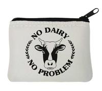 No Dairy No Problem Go Vegan Neoprene Portamonete 10x11cm Bianco