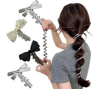 No Damage Soft Elastic Spiral Hair Ties,Elastic Spiral Hair Ties, Pearl Braided Telephone Wire Bands,Scrunchies Beaded Ponytail Holders, for Women Girl (4I)