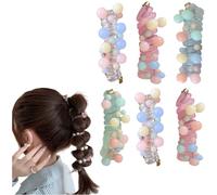 No Damage Soft Elastic Spiral Hair Ties,Elastic Spiral Hair Ties, Pearl Braided Telephone Wire Bands,Scrunchies Beaded Ponytail Holders, for Women Girl (6B)