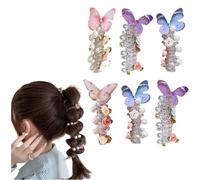 No Damage Soft Elastic Spiral Hair Ties,Elastic Spiral Hair Ties, Pearl Braided Telephone Wire Bands,Scrunchies Beaded Ponytail Holders, for Women Girl (6C)