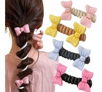 No Damage Soft Elastic Spiral Hair Ties,Elastic Spiral Hair Ties, Pearl Braided Telephone Wire Bands,Scrunchies Beaded Ponytail Holders, for Women Girl (4G)