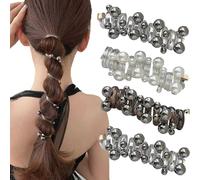No Damage Soft Elastic Spiral Hair Ties,Elastic Spiral Hair Ties, Pearl Braided Telephone Wire Bands,Scrunchies Beaded Ponytail Holders, for Women Girl (4A)
