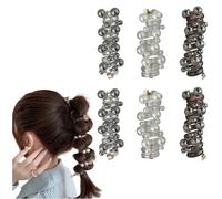 No Damage Soft Elastic Spiral Hair Ties,Elastic Spiral Hair Ties, Pearl Braided Telephone Wire Bands,Scrunchies Beaded Ponytail Holders, for Women Girl (6A)