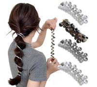 No Damage Soft Elastic Spiral Hair Ties, Subsistenceed 4PCS Spiral Coils, Colorful Telephone Cord Scrunchies for Ponytails (A-4)