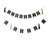 No DIY Striscioni Laurea 2025 con Nappe Oro e Nero - 2 Pezzi da 3,35m, Preassemblati, Banner “Congrats Grad” per Decorazioni Festa Diploma Università e Liceo