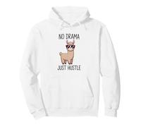 No Drama Just Hustle Llama Citazione Felpa con Cappuccio