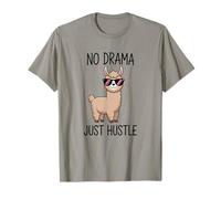 No Drama Just Hustle Llama Citazione Maglietta