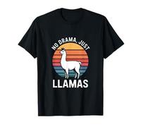 No Drama Just Llamas Retro Maglietta
