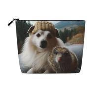 No Drama - Trousse per cosmetici da donna, organizer da viaggio portatile, con chiusura a zip, Riccio e Cane, Taglia unica