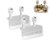 No Drill Bathroom Drain Rack, 2026 New Bathroom Suction Storage Box, No Drill Corner Wall Shelf Bottom Drain, Wall Mount Shower Shelves Suction Cup, for Shower Organizer (Clear,2PCS)