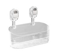 No-Drill Suction Rack - Shower Organizer Shelf, Corrugated Storage Holder | Powerful Drainable Container with Suction Cup for Bathroom, Kitchen, Shower Interior, Easy Install Wall Shelf for Daily